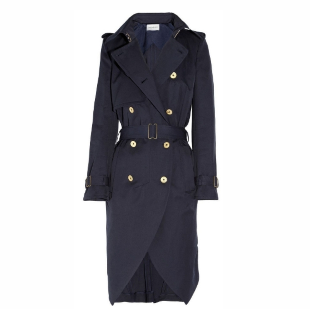 Yves Saint Laurent YSL asymmetric gabardin trench coat jacket - Picture 1 of 6